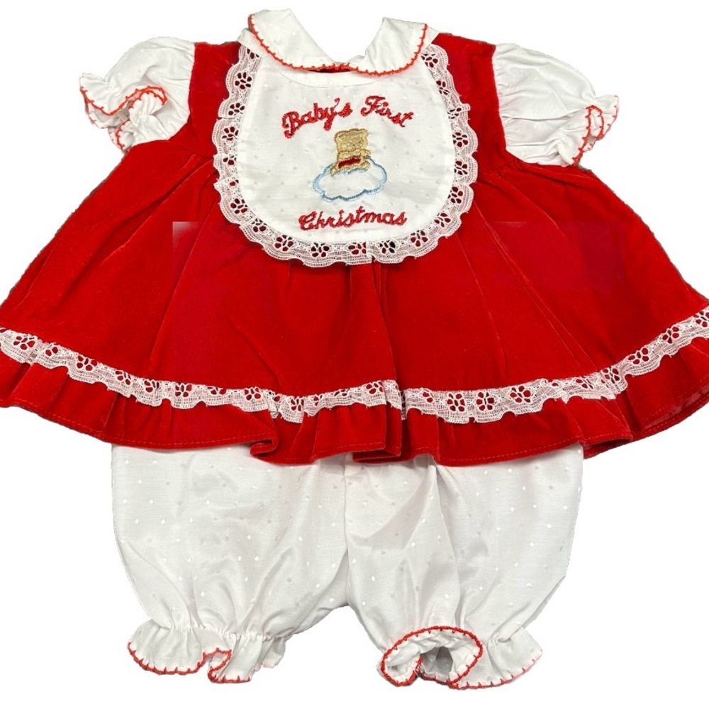 Baby’s First Christmas Dress Red Velvet 0-3 Months